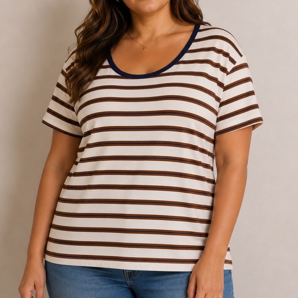 Duluth Trading Co Striped Cotton Top XXL 2X Relaxed Coastal Casual Gorpcore Camp
